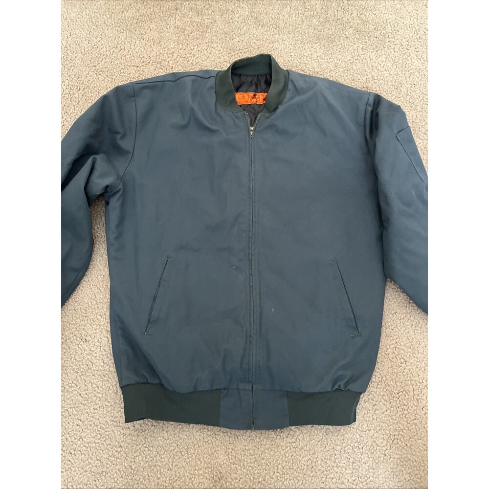 Vintage 1990s Red Kap Size L Mechanic Work Ykk Zipper Jacket Green Handyman - Picture 4 of 7